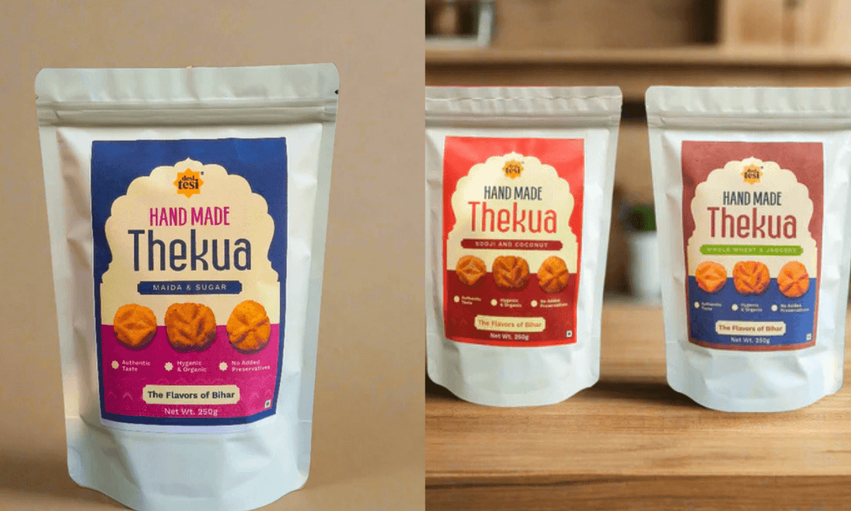 Desi Tesi Success Story: Tilak Pandit with Desi Tesi Thekua – Bihar traditional snack made with Desi Ghee, handmade and preservative-free