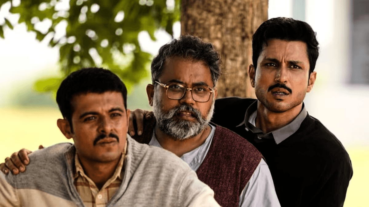 Gram Chikitsalay Web Series Review: Gram Chikitsalay Poster featuring Amol Parashar and Vinay Pathak in a rural backdrop with a broken hospital board and muddy road, representing the theme of village healthcare struggle