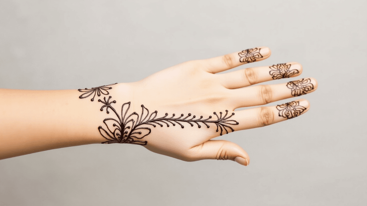 Latest Minimal Mehndi Design for Brides – Elegant and Simple Mehndi Pattern on Hands with Floral and Mandala Elements