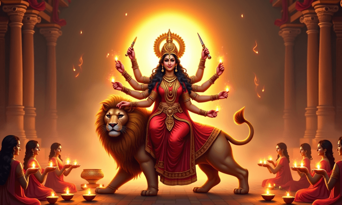 Durga Chalisa Lyrics with devotional vibes during Navratri 2025 prayers and Maa Durga blessings