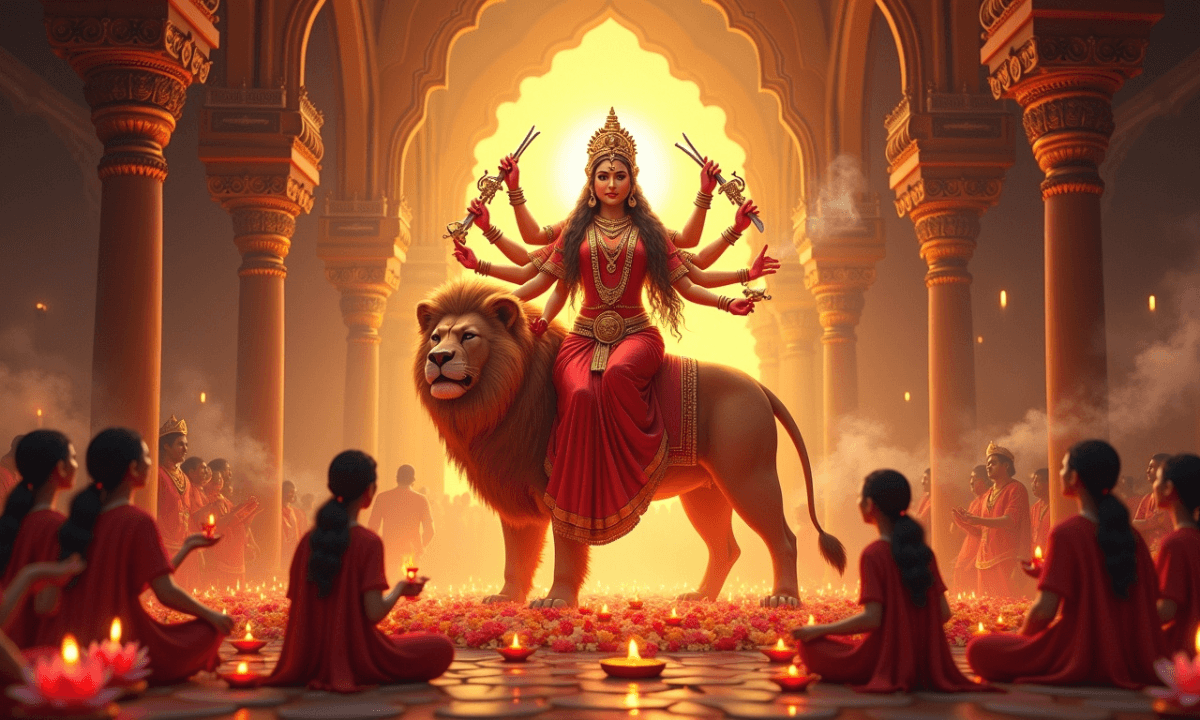 Durga Chalisa Lyrics with devotional vibes during Navratri 2025 prayers and Maa Durga blessings