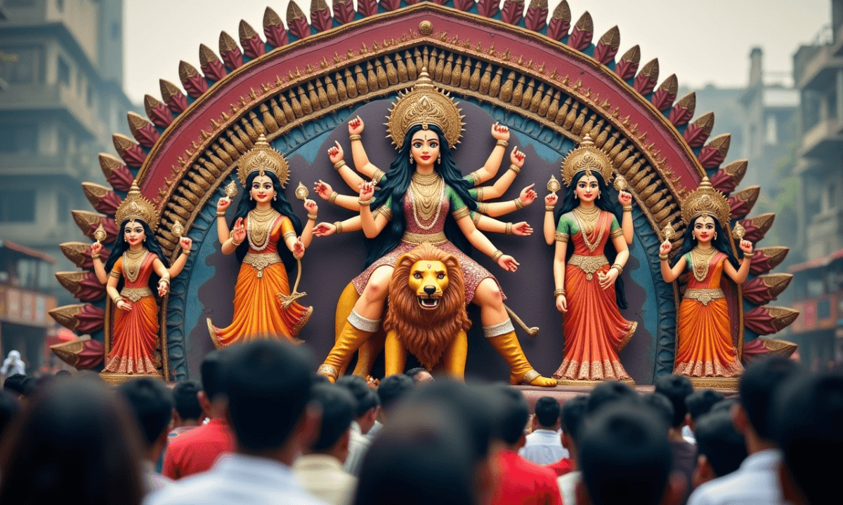 Maa Durga 108 Naam जाप करते भक्त, नवरात्रि 2025 में आशीर्वाद और सकारात्मक ऊर्जा का प्रतीक