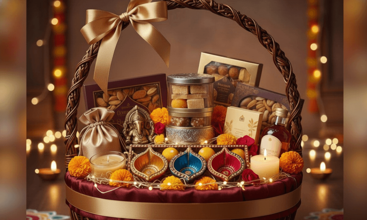 Diwali Gift Ideas 2025 – यूनिक और पर्सनलाइज्ड दिवाली तोहफों की खूबसूरत सजावट, लैंप, ड्रायफ्रूट बॉक्स और हैंडमेड गिफ्ट्स के साथ।