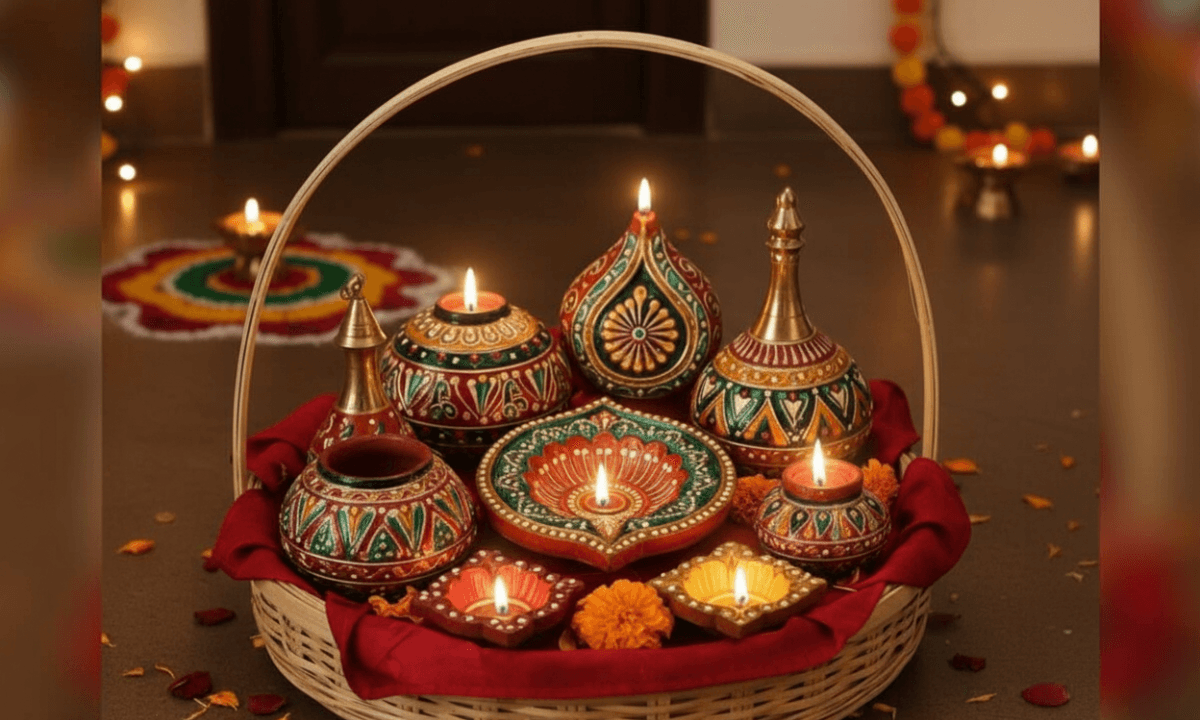 Diwali Gift Ideas 2025 – यूनिक और पर्सनलाइज्ड दिवाली तोहफों की खूबसूरत सजावट, लैंप, ड्रायफ्रूट बॉक्स और हैंडमेड गिफ्ट्स के साथ।