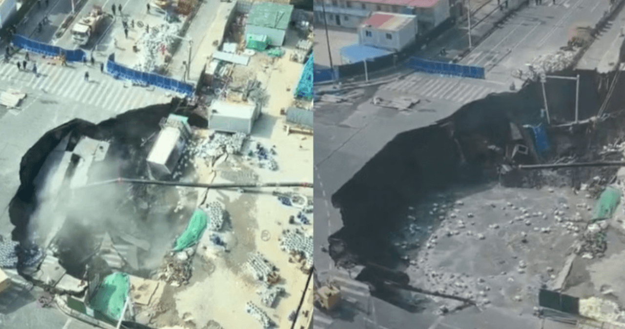 China Sinkhole: मेट्रो निर्माण के बीच सड़क धंसी, टला बड़ा हादसा!