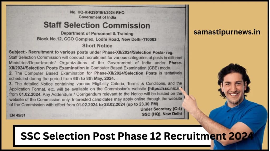 SSC Selection Post Phase 12 Recruitment 2024