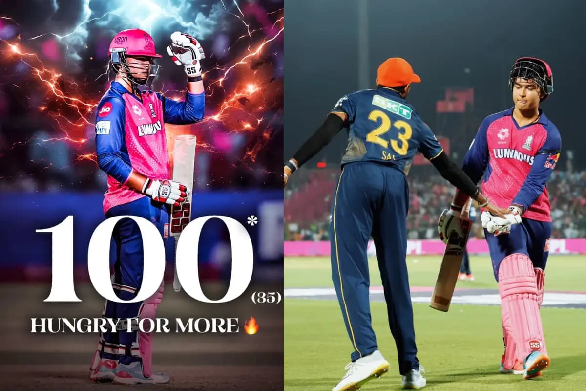 Vaibhav Suryavanshi celebrating fastest century in IPL 2025 at age 14 with Bihar CM Nitish Kumar announcing ₹10 lakh reward