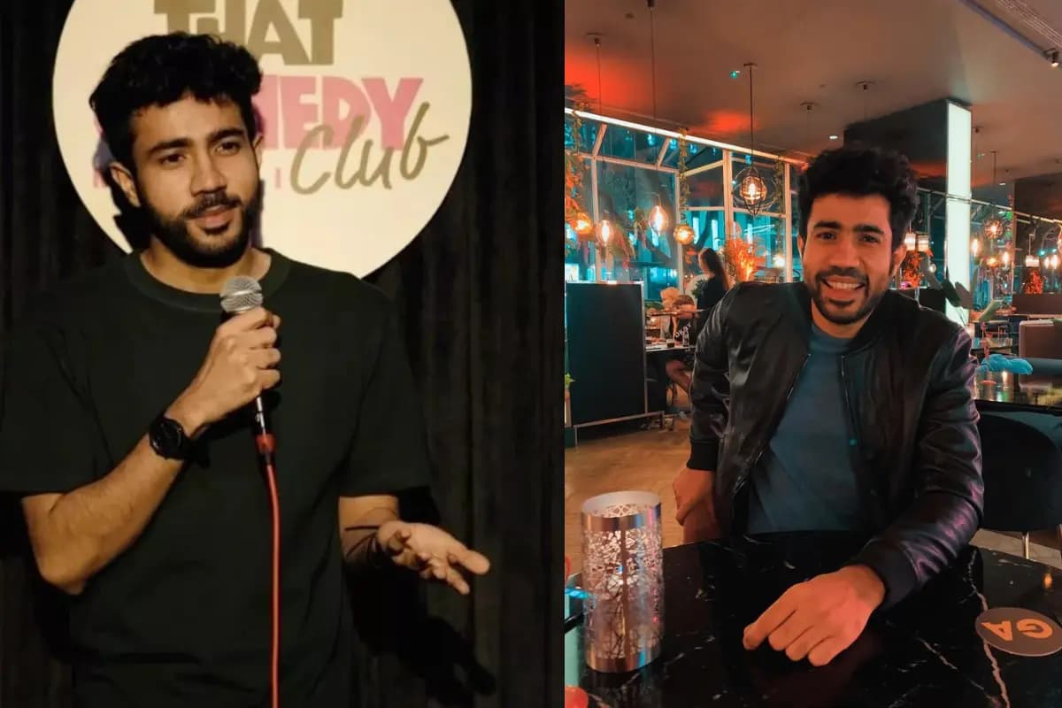 Abhishek Upmanyu Shows : Abhishek Upmanyu स्टेज पर परफॉर्म करते हुए, दर्शकों की भीड़ के बीच, उनकी लोकप्रियता और सफलता को दर्शाता हुआ चित्र।
