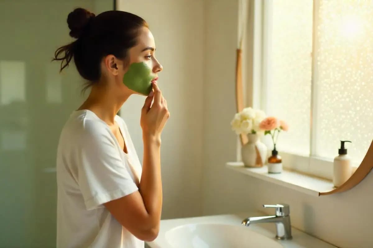 Beauty Tips: स्क्रब करते हुए महिला का क्लोज़अप – चेहरे की देखभाल और प्राकृतिक निखार के लिए स्क्रबिंग प्रक्रिया