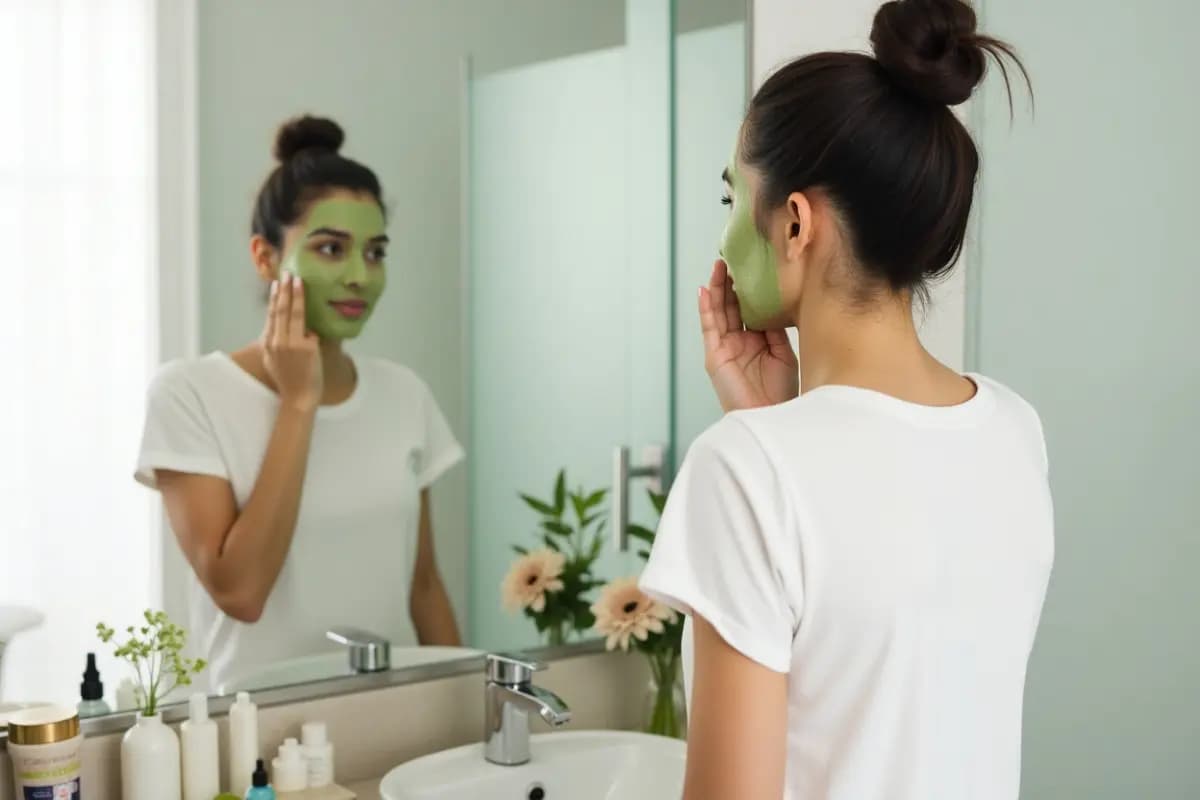 Beauty Tips: स्क्रब करते हुए महिला का क्लोज़अप – चेहरे की देखभाल और प्राकृतिक निखार के लिए स्क्रबिंग प्रक्रिया