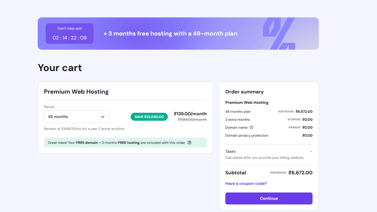 Hostinger Coupon Code September 2025 में 90% तक की छूट, फ्री डोमेन और 3 महीने फ्री होस्टिंग ऑफर का प्रचार बैनर