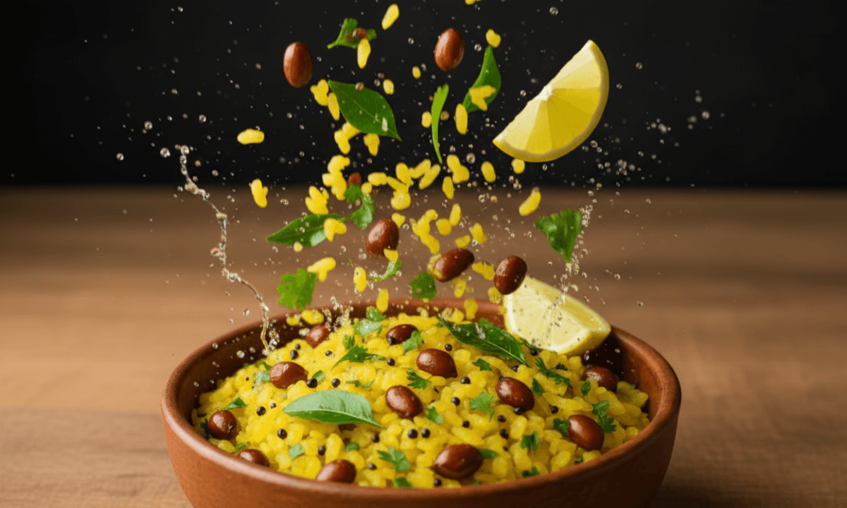 Poha Recipes: स्वादिष्ट इंडोरी पोहा रेसिपी, धनिया, अनार और सेव से सजी प्लेट – हेल्दी नाश्ता आइडिया