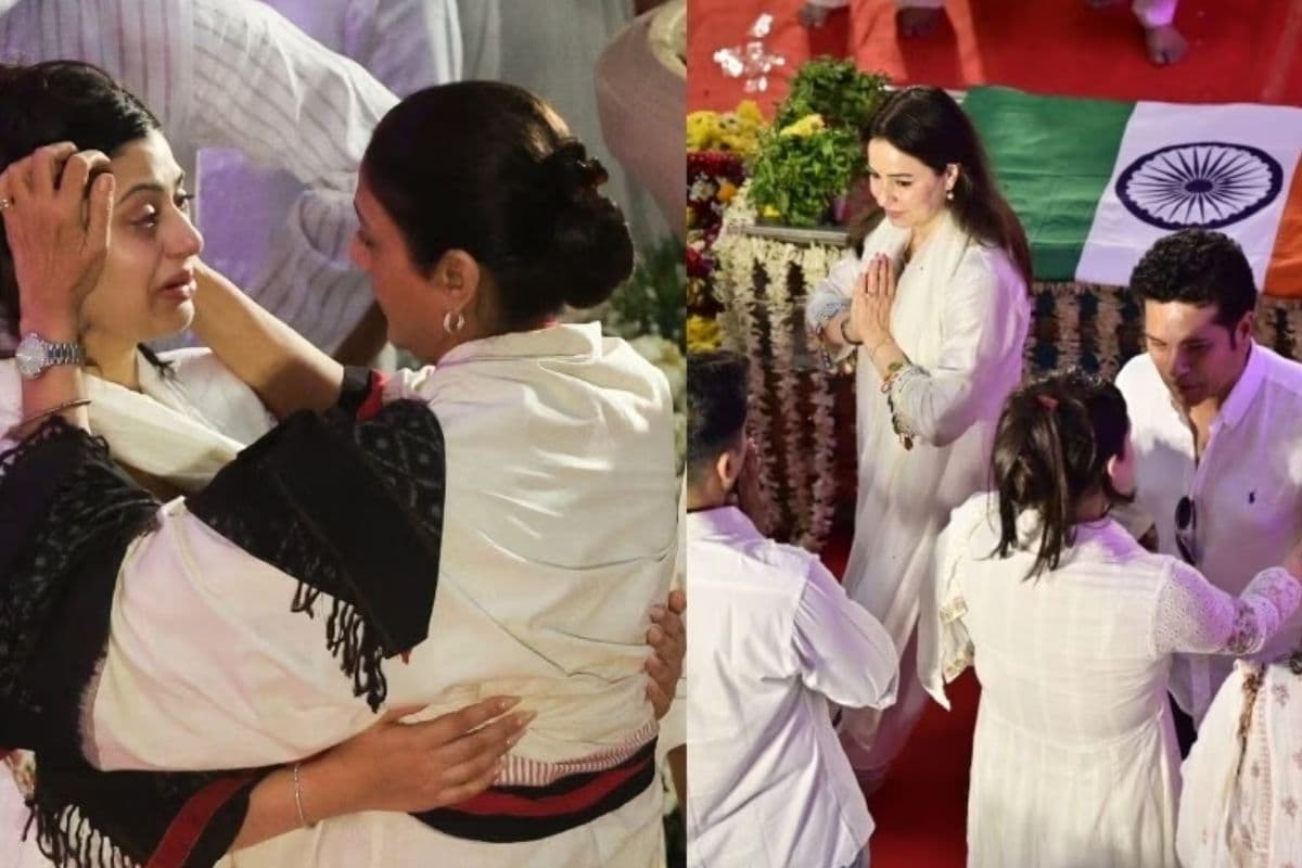 सचिन तेंदुलकर ने तिरंगे में लिपटी आशा भोसले को दी आखिरी श्रद्धांजलि, फूट-फूट कर रोई जनाई भोसले