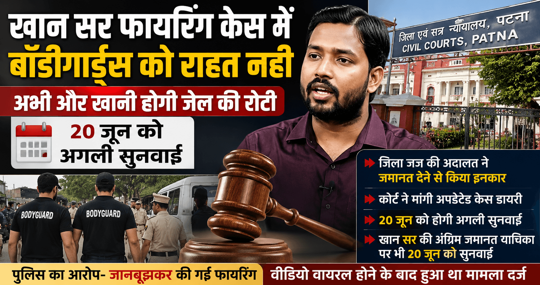 Khan Sir: फायरिंग केस में बॉडीगार्ड्स को राहत नहीं, 20 जून तक बढ़ी मुश्किलें