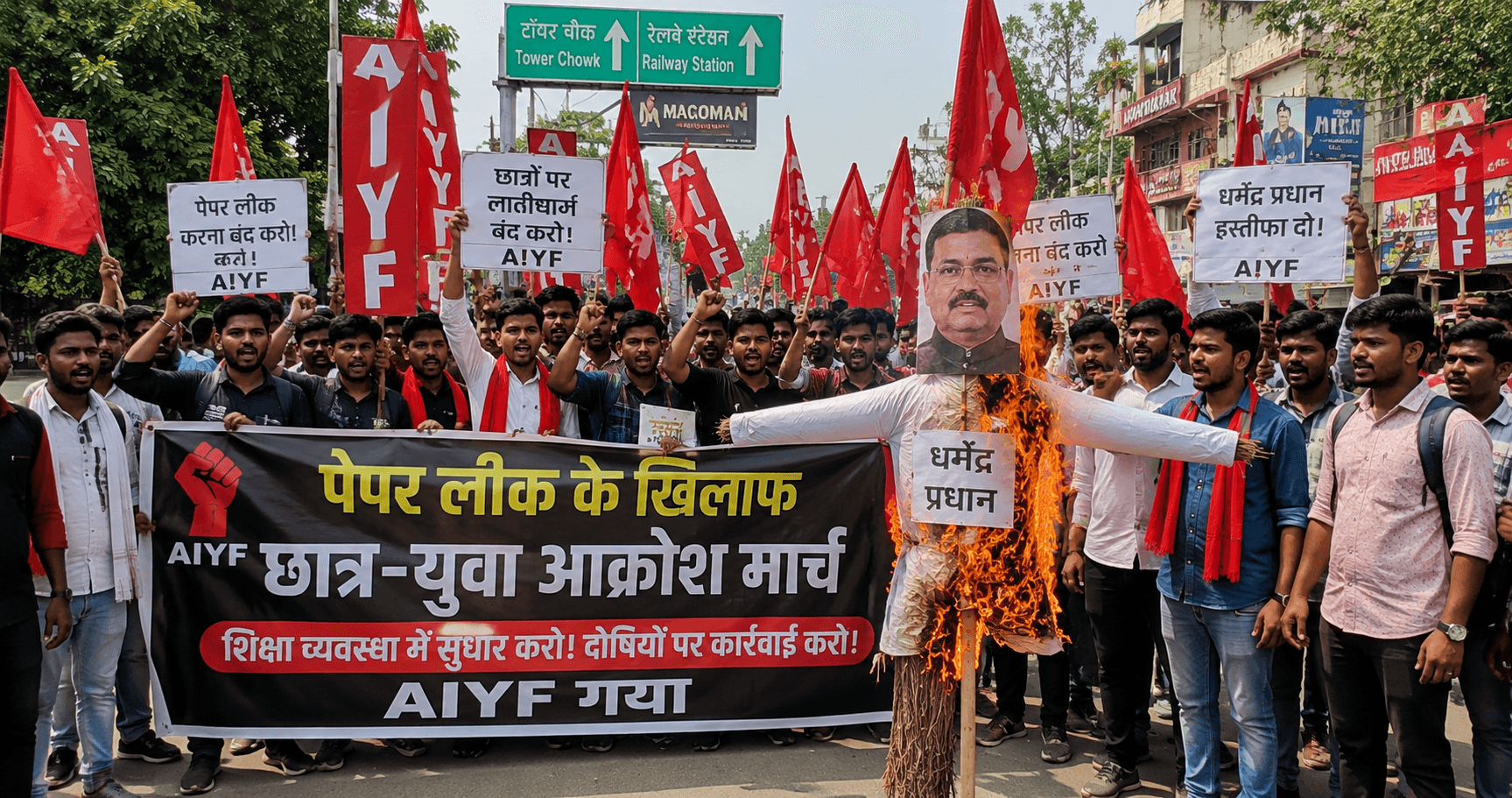 Bihar Paper Leak: छात्रों का फूटा गुस्सा, गया में शिक्षा मंत्री का पुतला दहन
