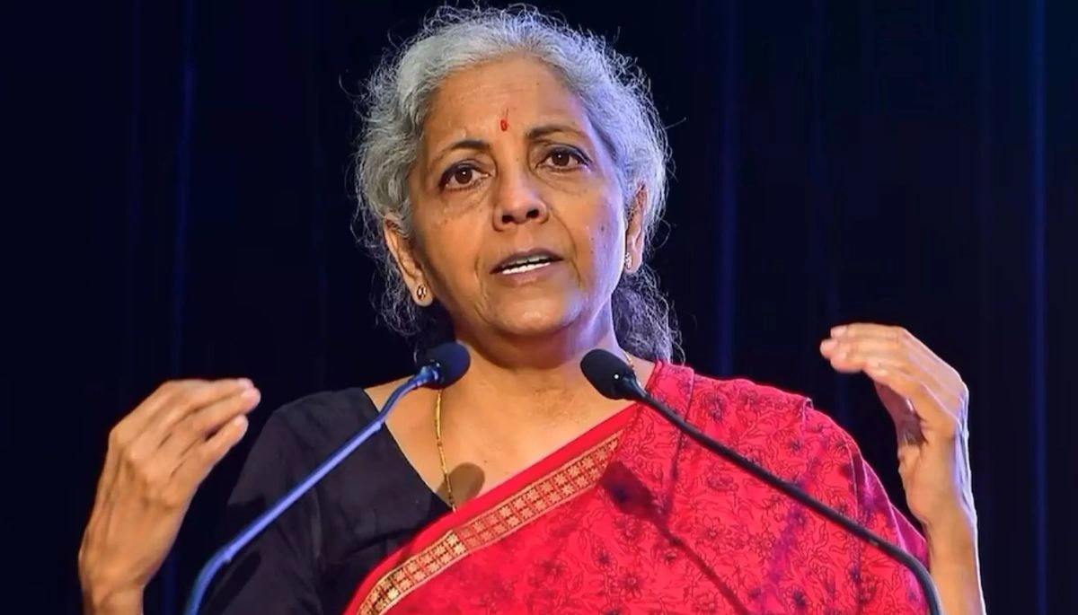 Finance Minister Nirmala Sitharaman at a credit outreach program in Darbhanga, Bihar, emphasizing women's economic empowerment and support for farmers.