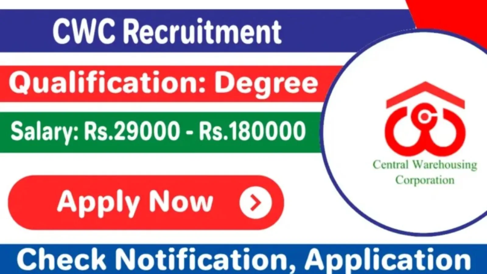 CWC Recruitment 2025 | सेंट्रल वेयरहाउसिंग कॉर्पोरेशन में 179 पदों पर निकली भर्ती , जानिए कैसे करें आवेदन