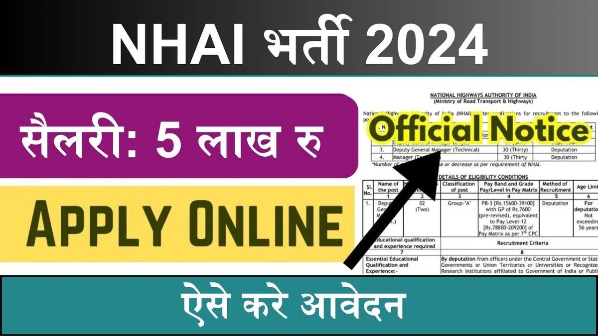 Nhai Recruitment 2024: Nhai में नौकरी का सुनहरा अवसर, जानें जरूरी योग्यता और आवेदन प्रक्रिया 1 Nhai Recruitment 2024