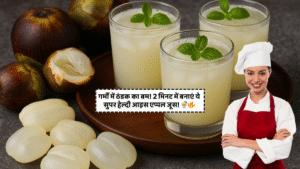 Ice Apple Juice Recipe In Hindi – ताड़ी फल से बना ठंडा और हेल्दी समर ड्रिंक ग्लास में परोसा हुआ, पुदीना और बर्फ के साथ