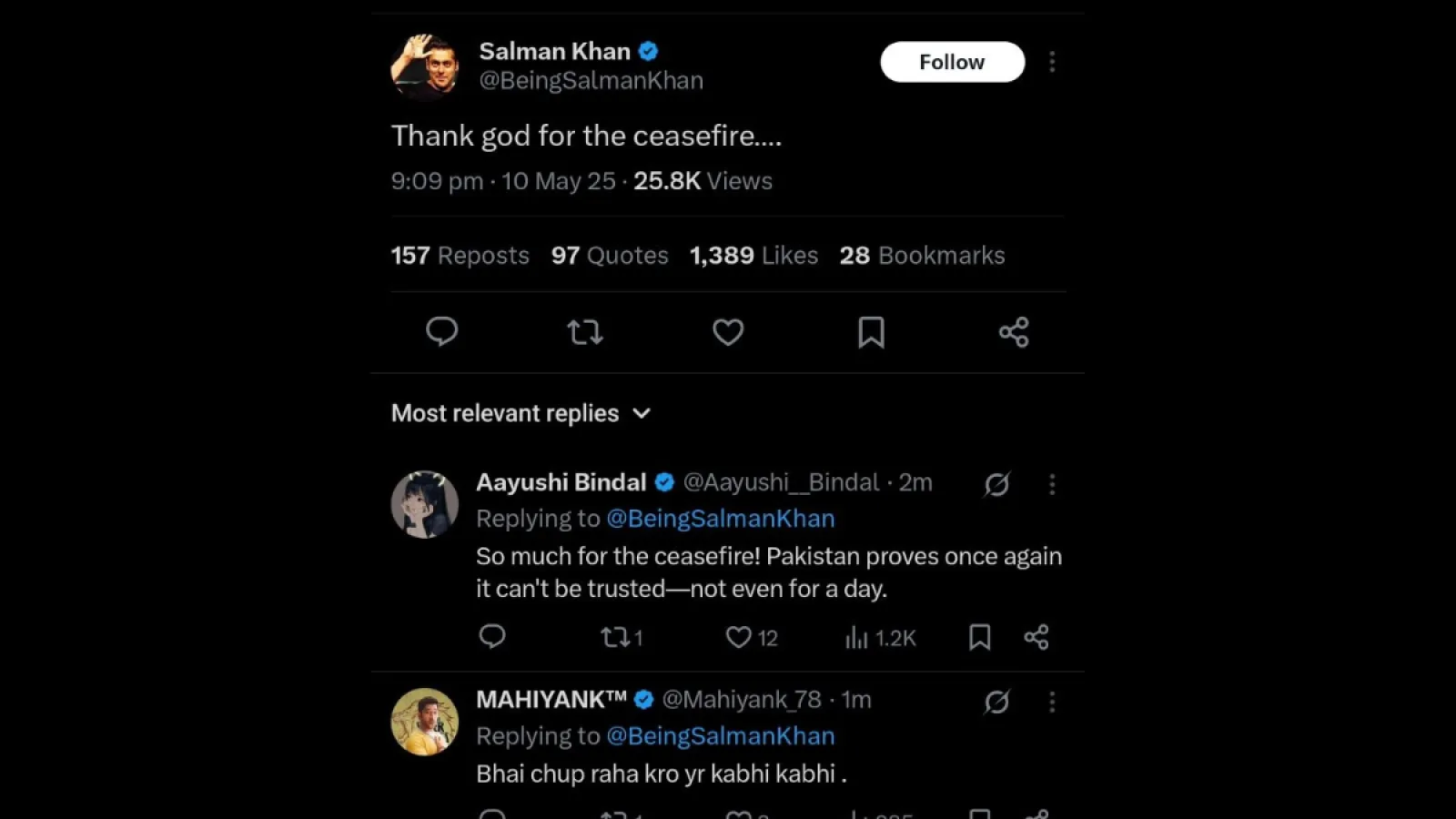 Salman Khan का ट्वीट सीजफायर पर, सोशल मीडिया पर विवाद और यूजर्स की तीखी प्रतिक्रिया