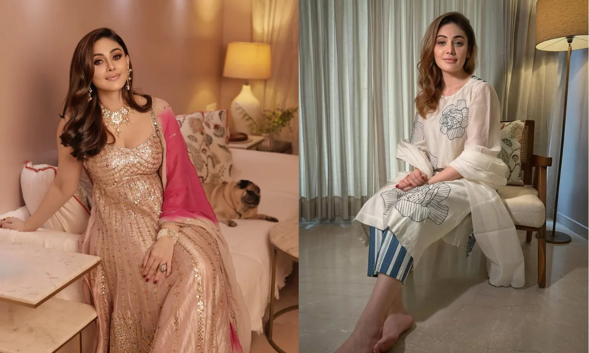Shefali Jariwala Biography: Shefali Jariwala in traditional attire smiling during an award event – popular as Kaanta Laga girl