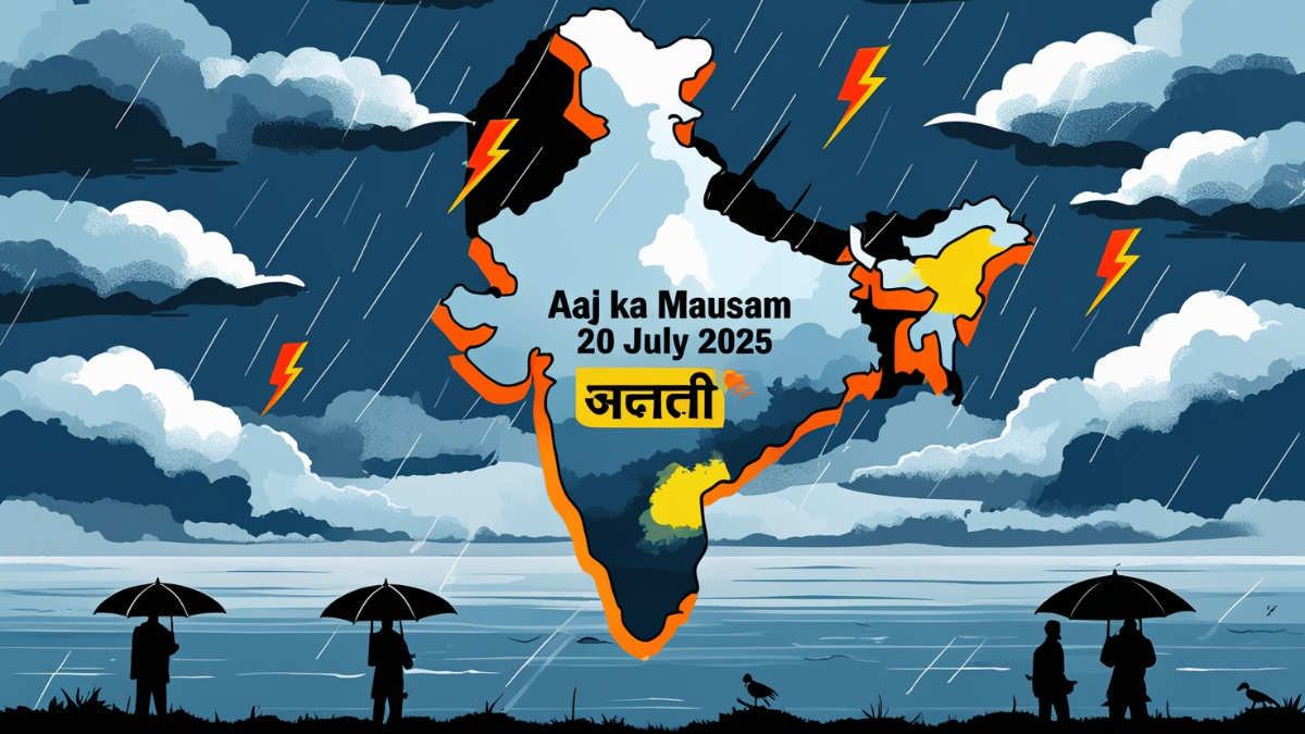 Aaj Ka Mausam 20 July 2025: यूपी-बिहार से लेकर दक्षिण तक भारी बारिश का अलर्ट 8 Aaj Ka Mausam 20 July 2025: 20 जुलाई 2025 के मौसम का हाल – बारिश, तापमान और राज्यों का अलर्ट