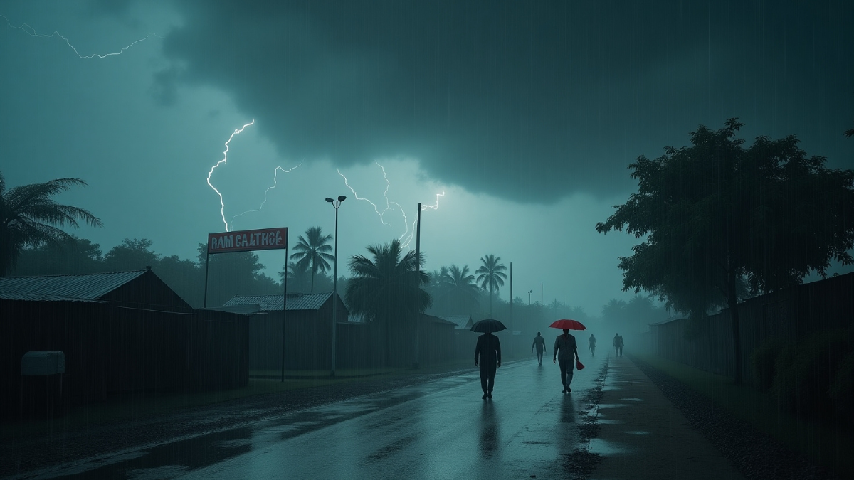 Bihar Rain Alert: अगले 48 घंटे में मचेगा कहर! 19 जिलों में भारी बारिश और तूफानी हवाओं की चेतावनी 4 Bihar Rain Alert 2025 – तेज बारिश और आंधी के बीच भीगते लोग, काले बादलों से घिरा आसमान और अलर्ट में लोग