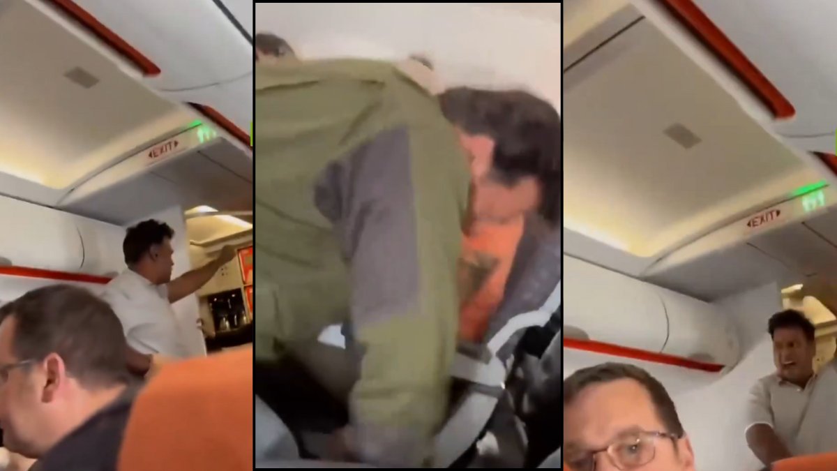 Passenger shouting bomb threat mid-flight in viral video – Bomb Plane Death Viral Video scene