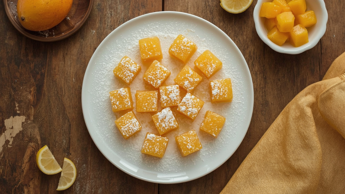 Easy Mango Candy Recipe: गर्मियों में बच्चों की फेवरेट कैंडी ऐसे बनाएं घर पर 4 Easy Mango Candy Recipe: घर पर बनी ईज़ी मैंगो कैंडी प्लेट में परोसी गई – बच्चों की पसंदीदा खट्टी-मीठी ट्रीट