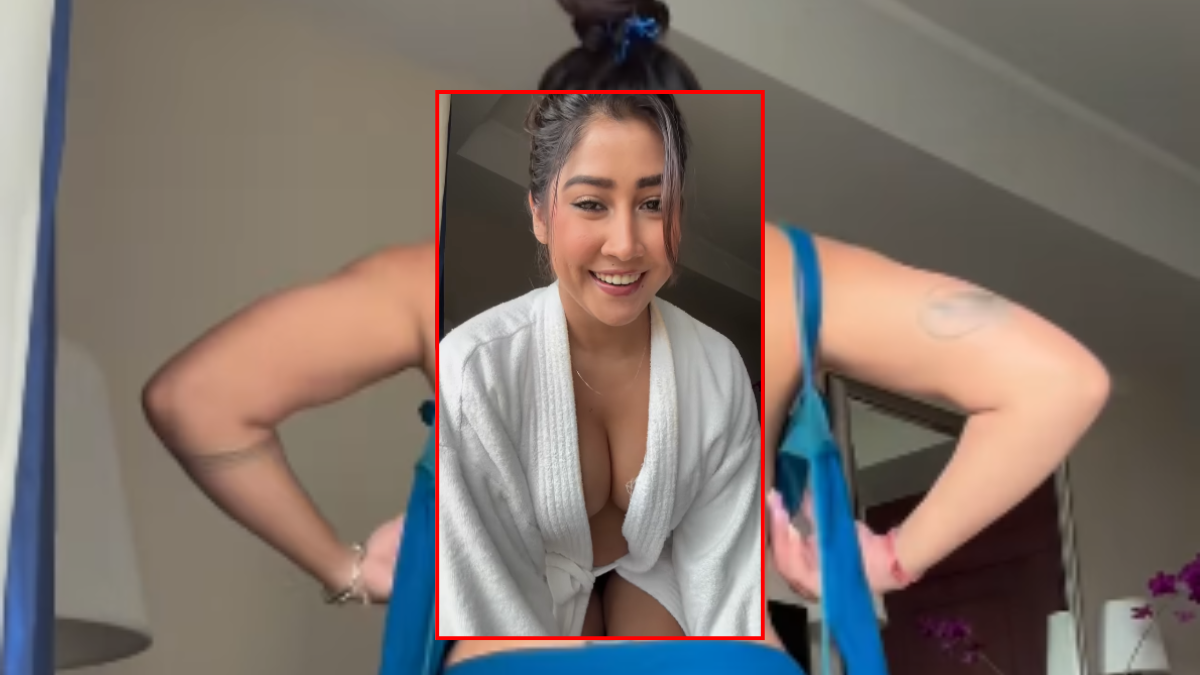Open Sexy Video में सोफिया अंसारी कैमरे के सामने कपड़े बदलते हुए, वायरल इंस्टाग्राम रील का दृश्य