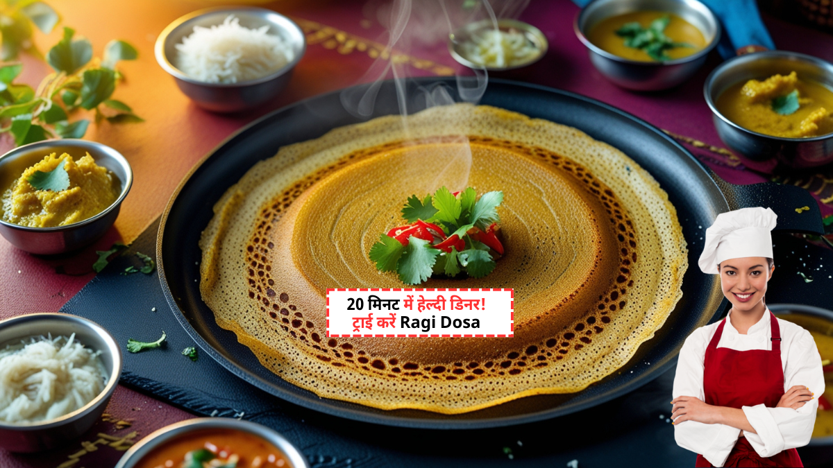 Ragi Dosa Recipe: हेल्दी क्रिस्पी इंस्टेंट रागी डोसा नारियल चटनी और सांभर के साथ
