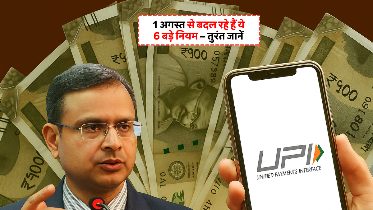 UPI Rule Change August 2025 के नए नियमों को दर्शाता डिजिटल पेमेंट, SBI कार्ड और एलपीजी सिलेंडर की इमेज