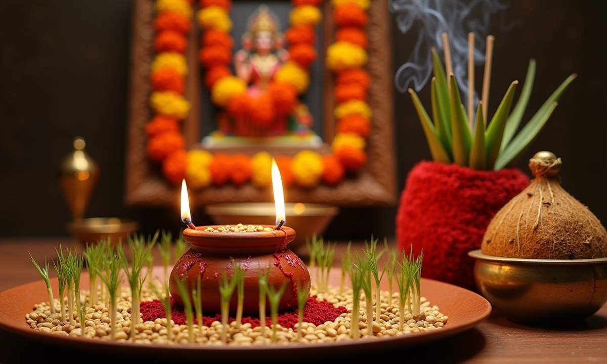 Shardiya Navratri 2025 Durga Puja Kalash with Jau and Positive Energy Rituals