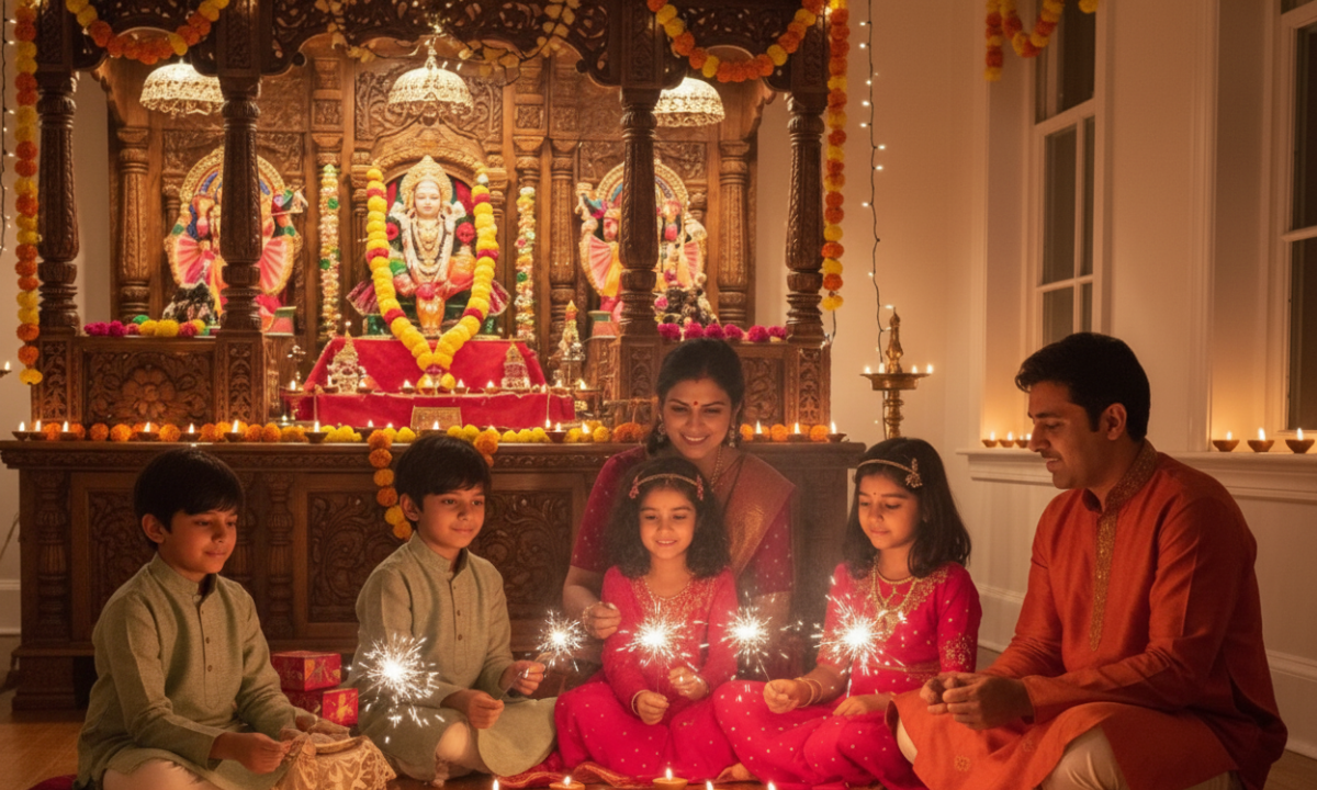 Chhoti Diwali 2025 Date: इस दिन मनाई जाएगी छोटी दिवाली, जानें पूजा का महत्व और शुभ मुहूर्त 1 Chhoti Diwali 2025 Date के शुभ अवसर पर घर सजाते लोग, दीप जलाते हुए और नरक चतुर्दशी की पूजा करते श्रद्धालु