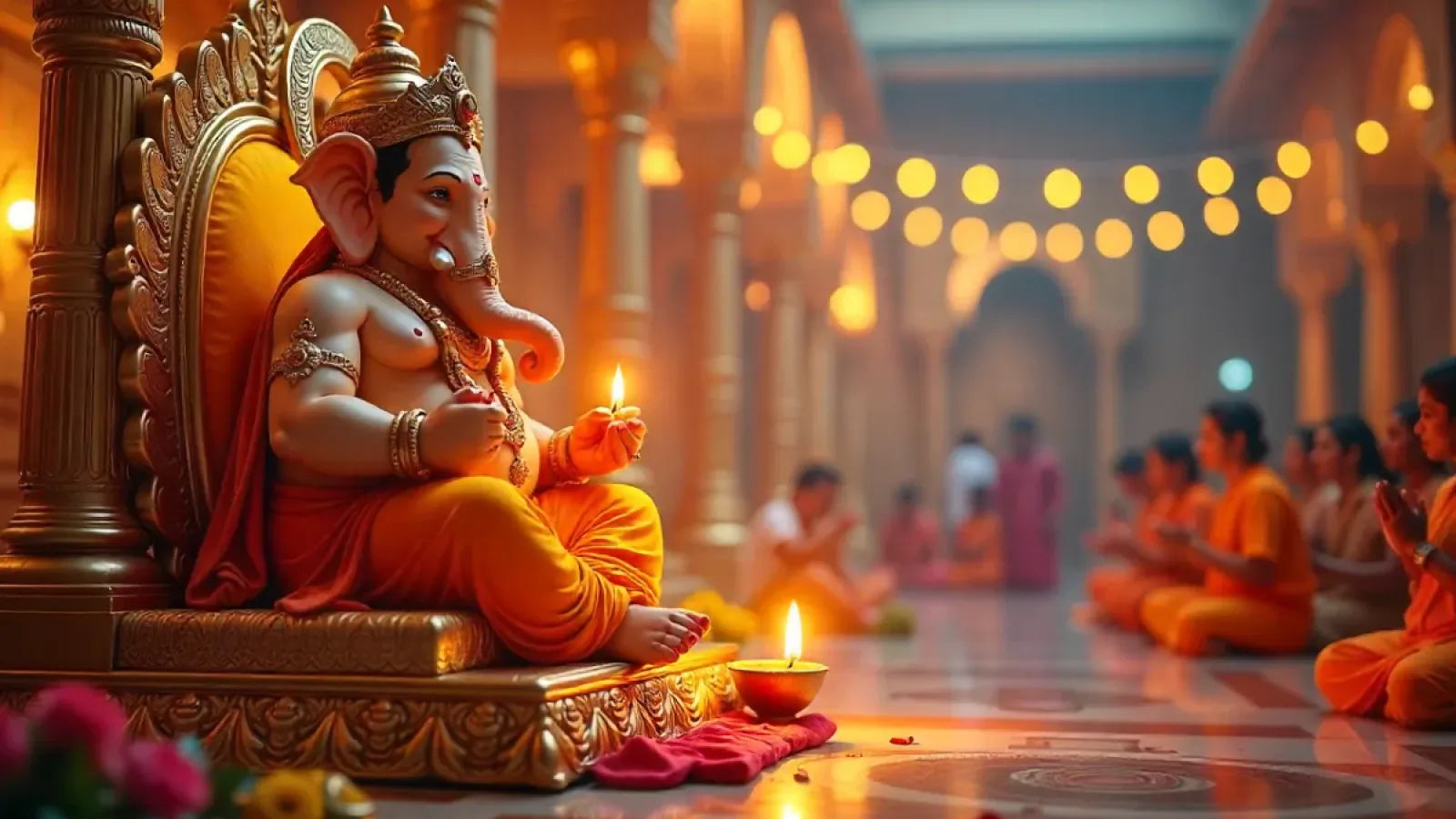 Diwali 2025 Ganesh Mantra: दिवाली पर भगवान गणेश की पूजा करते भक्त, दीपों की रोशनी में जपते गणपति मंत्र