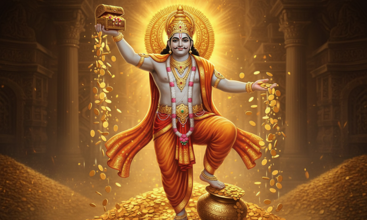 Diwali 2025 Kuber Puja में भगवान कुबेर की पूजा करते हुए भक्त – दिवाली पर कुबेर पूजा का शुभ मुहूर्त और विधि