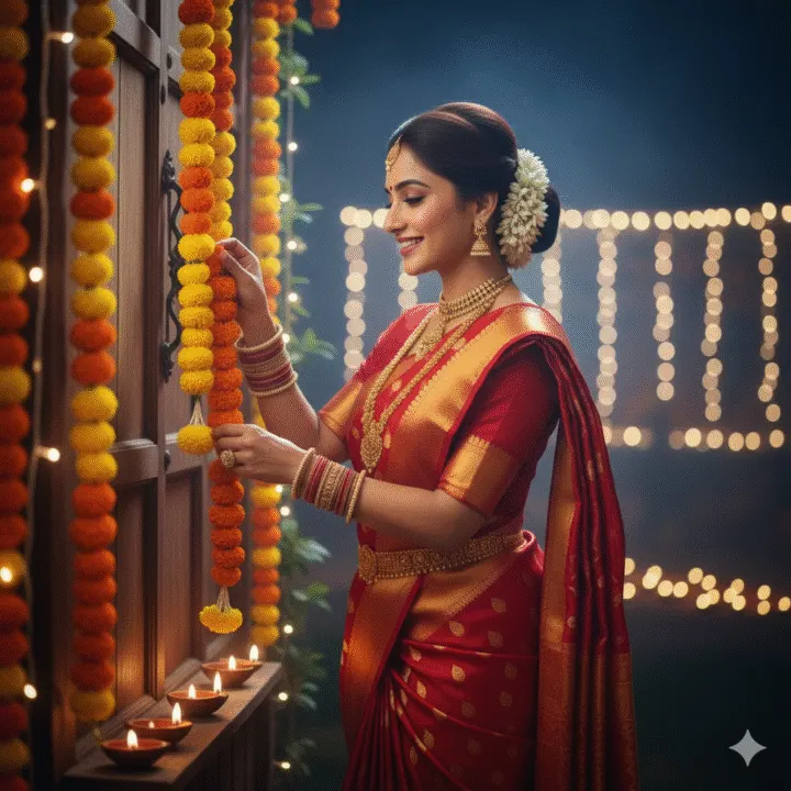 6 Best Diwali Gemini AI Photo Editing Copy-Paste Prompts showing cinematic festive portraits created with Google Gemini AI