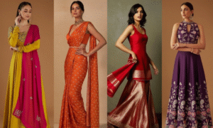 Beautiful Indian Woman Wearing Stylish Diwali Outfit Ideas For Women 2025 – Trendy Ethnic Festive Wear Look With Saree, Sharara, And Indo-Western Dress.
