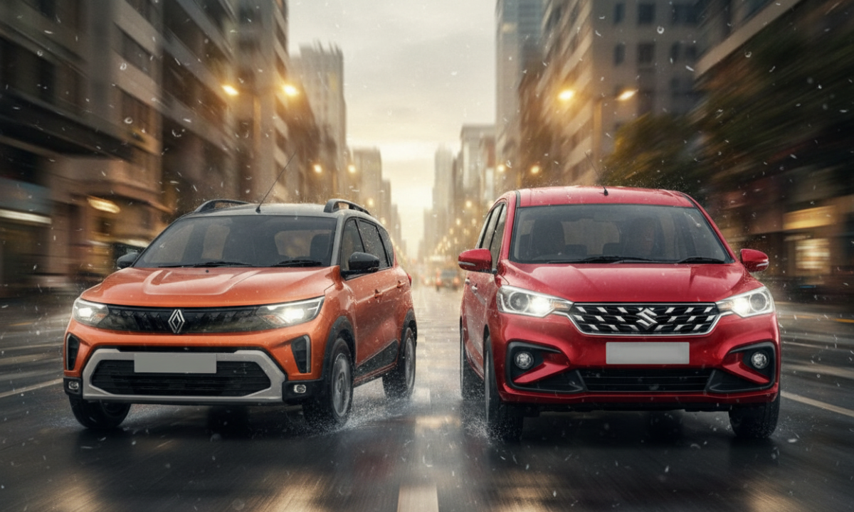 2025 Renault Triber vs Maruti Suzuki Ertiga side by side comparison – best 7 seater MPV cars in India 2025