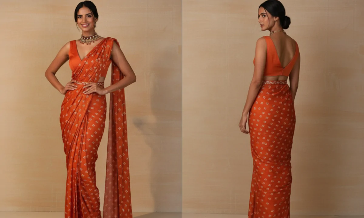 Beautiful Indian woman wearing stylish Diwali outfit ideas for women 2025 – trendy ethnic festive wear look with saree, sharara, and Indo-western dress.