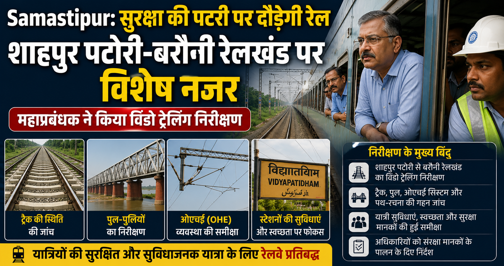 Samastipur में रेलवे अलर्ट, शाहपुर पटोरी-बरौनी रेलखंड की सुरक्षा जांच तेज