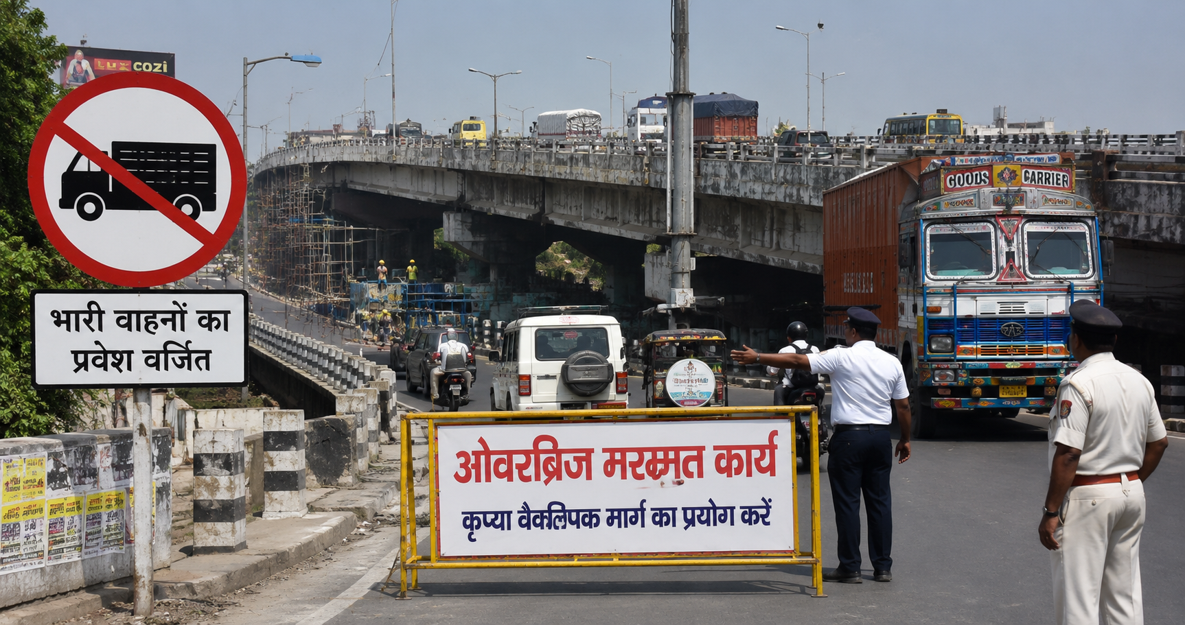 Samastipur ओवरब्रिज पर भारी वाहनों की रोक, जरूरी सामान की आपूर्ति जारी रहेगी